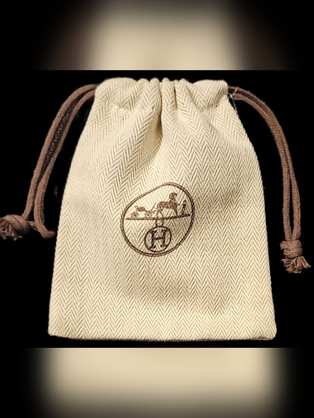 RARE Hermès Mini Herringbone Dust Bag Rodeo Pegasus Calvi Bastia 5.5" x 4.5"